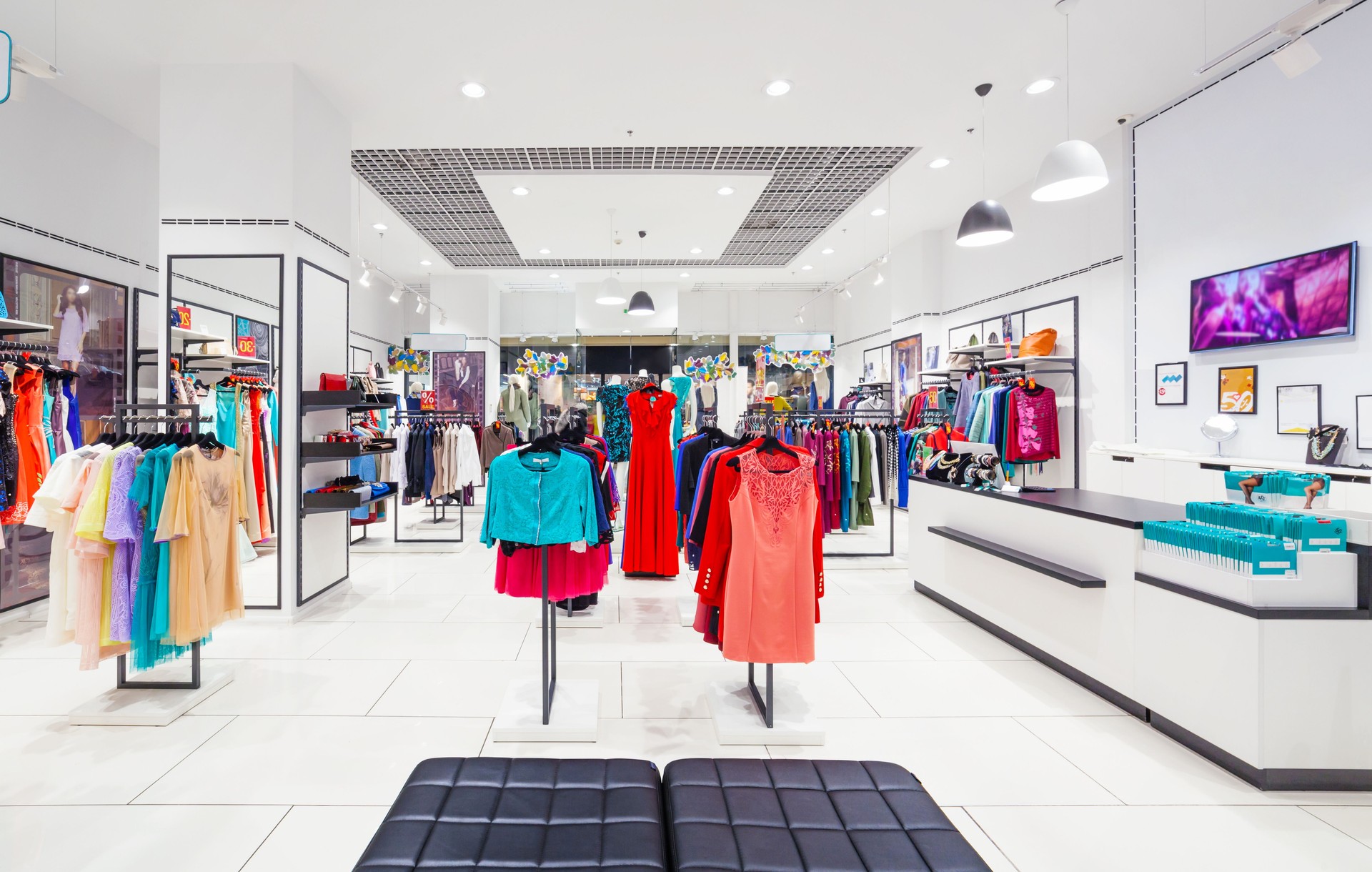 Interior of clothing store.