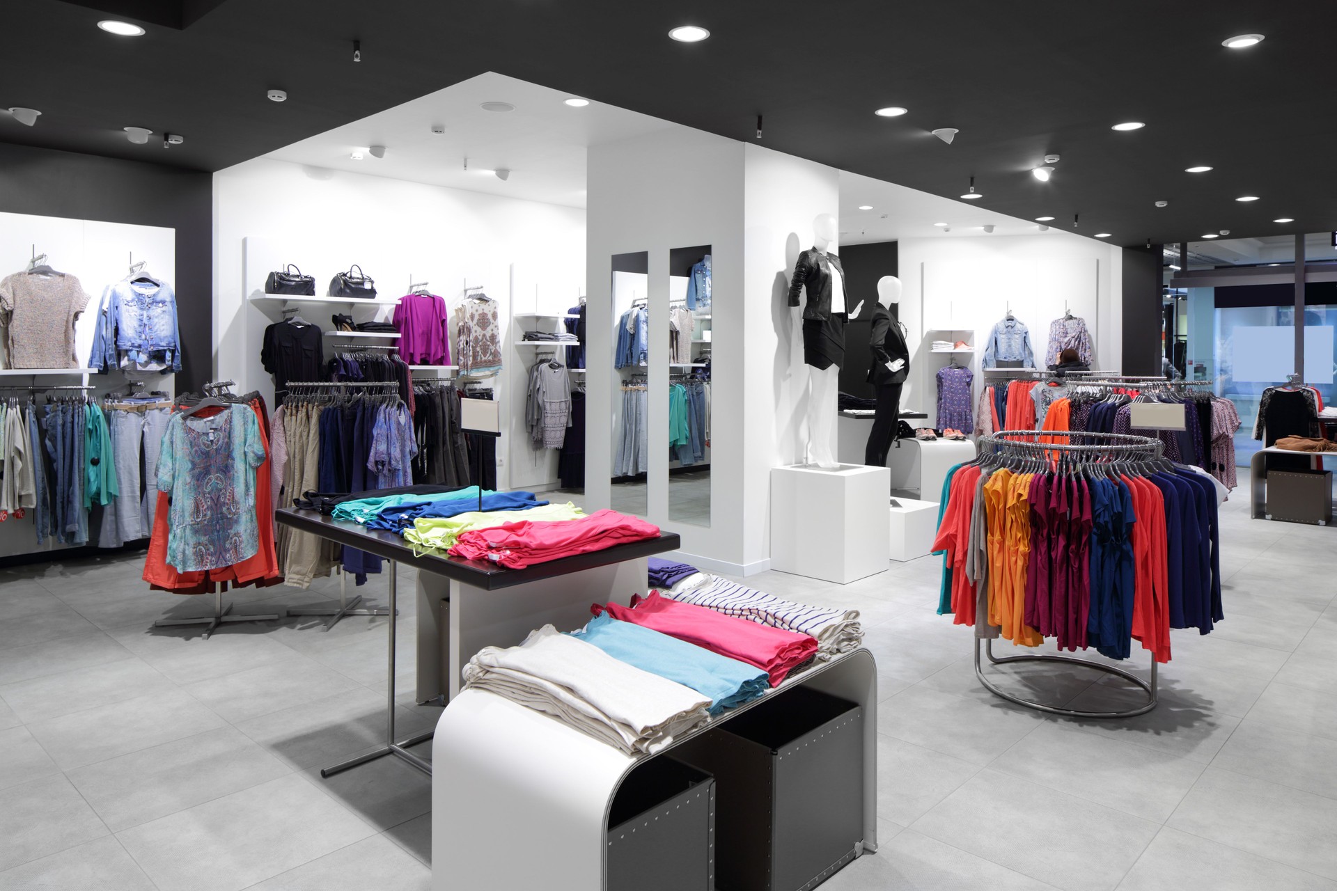 brand new interior of cloth store